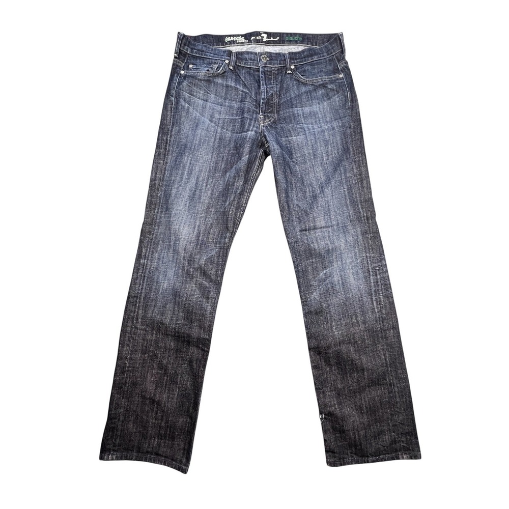 7 For All Mankind Dark Wash Slouchy Organic Denim Jeans Mens Size 34